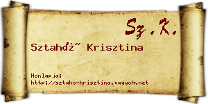 Sztahó Krisztina névjegykártya