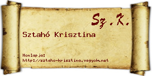 Sztahó Krisztina névjegykártya